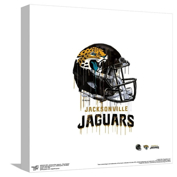 Gallery Pops NFL Jacksonville Jaguars - Drip Helmet Canvas Wall Art, Unframed Version, 12" x 12"