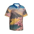 thumbnail image 2 of Balery Cherry Blossoms Print Men's Hawaiian Shirts Short Sleeve Beach Shirt Relaxed Fit Vacation Button Down Shirts-Large, 2 of 9