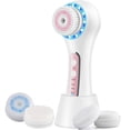 thumbnail image 3 of Cepillo de limpieza facial, recargable impermeable con 5 cabezales de cepillo, uso de cepillo facial para exfoliar, masajear y limpiar profundamente rosa, 3 of 5