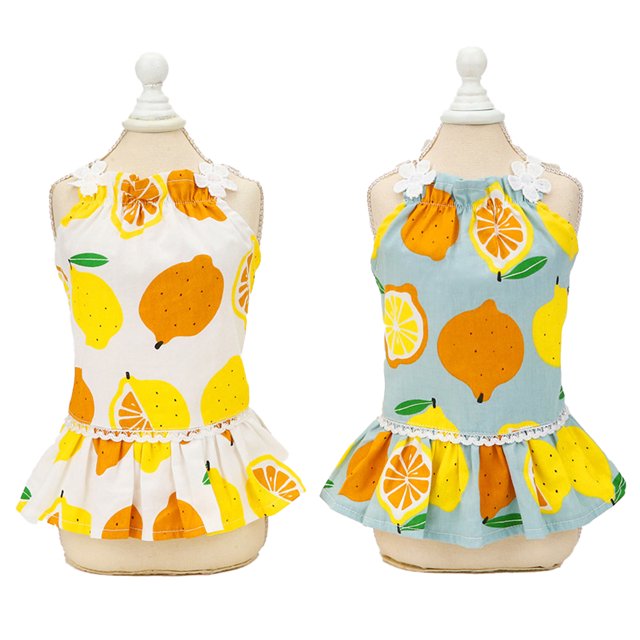 Conjunto de 2 vestidos para perros pequeños y niñas, lindos vestidos de verano para gatos, falda para cachorros, ropa de verano para mascotas (blanco y azul) M