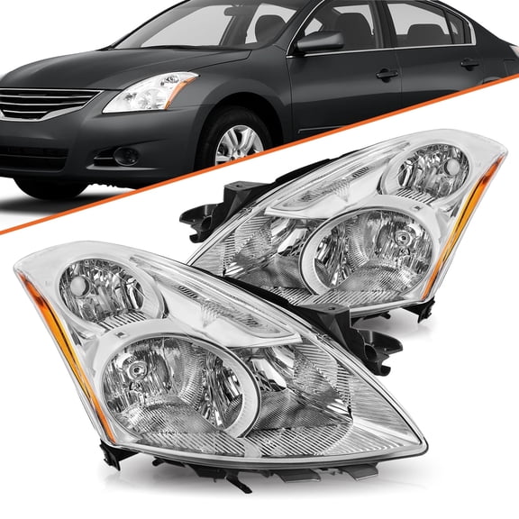 For 2010 2011 2012 Nissan Altima Sedan Chrome Headlights Headlamps Pair 10 11 12