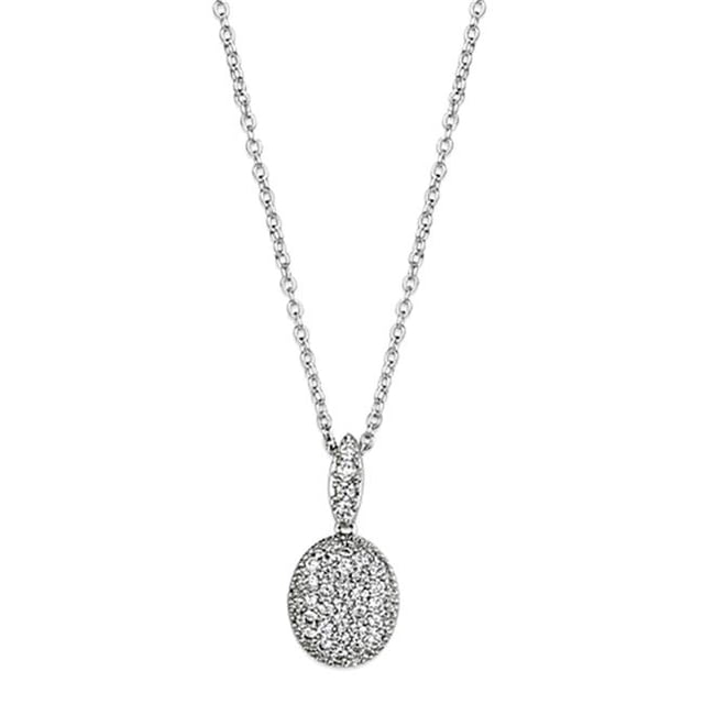 Alamode 3W432-16 Femmes Collier en Laiton Rhodié avec AAA Grade CZ en Clair - 16 Po