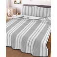thumbnail image 3 of Quilts Twin-XL Size Bedding Set, Striped Grey Lightweight Quilted Comforter, Farmhouse Line Stripes Classic Soft Reversible Bedspread Coverlet with Pillow Covers for All Season, 68" x 98", 3 of 7