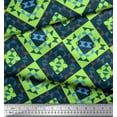 thumbnail image 3 of Soimoi Green Poly Georgette Fabric Check & Geometric Printed Fabric 1 Yard 52 Inch Wide, 3 of 5