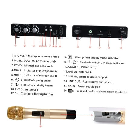 LESHP Wireless Microphone Karaoke for Music Playing Singing Machine KTV 25Ch