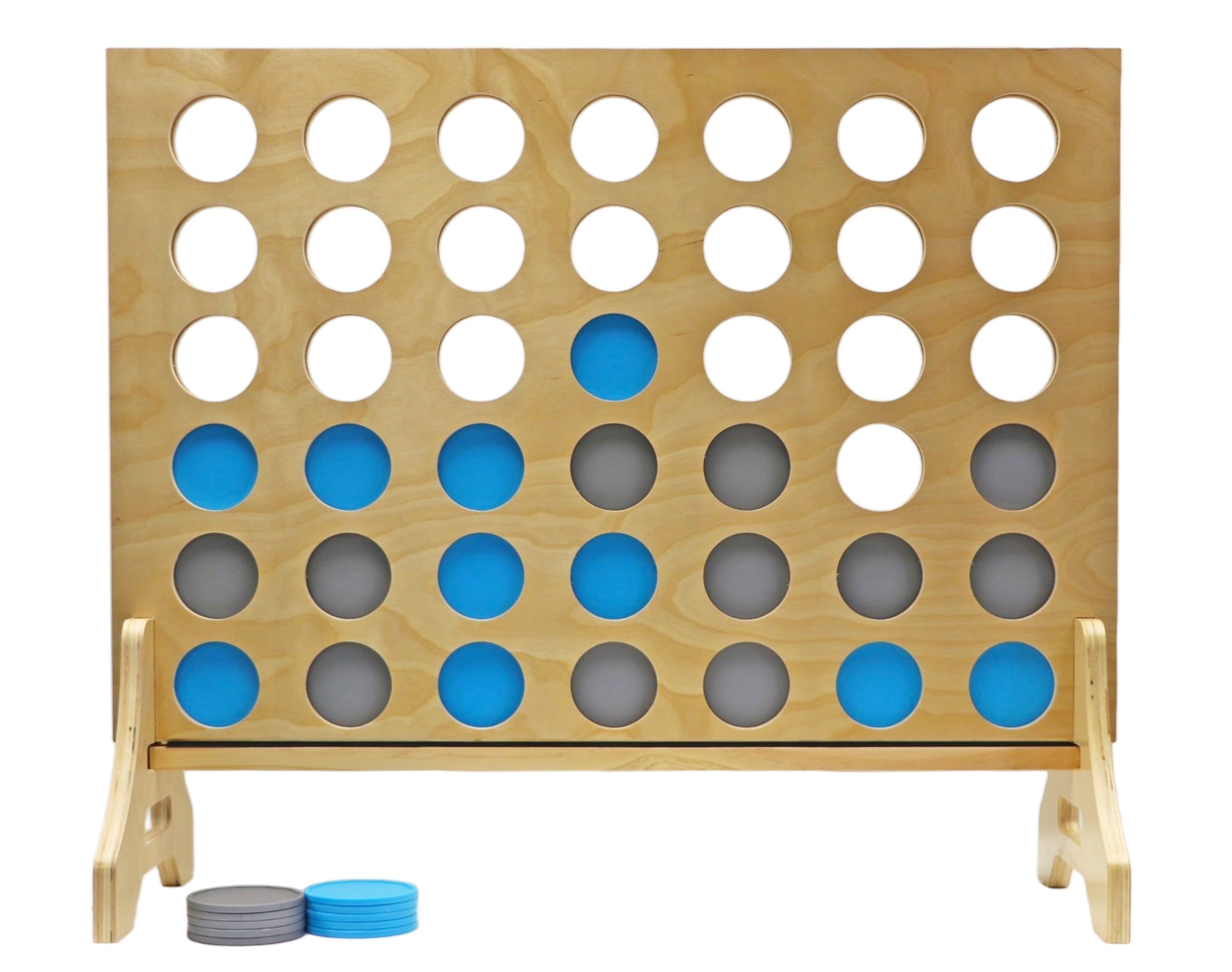 Giant Four In A Row Yard Game – 3ft X 2ft Wood Board With Carrying Case, 42 Pucks, For Tailgates & Backyard Fun