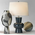 thumbnail image 2 of Eden Home Modern Ceramic Table Lamp with Linen Shade in Blue, 2 of 3