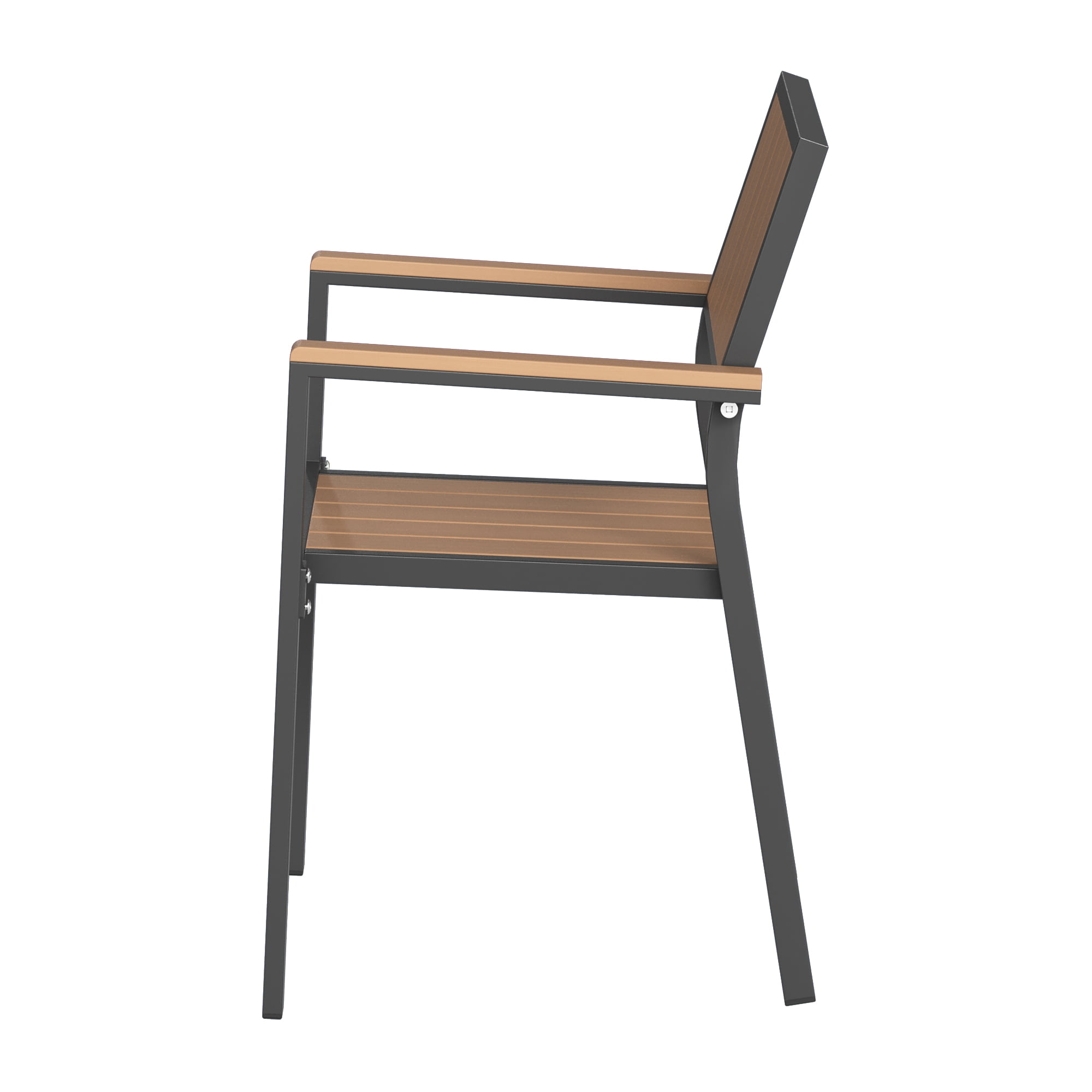 Ciokea Outdoor Patio Dining Chair, HDPS Aluminum Frame Seat, Stackable All-Weather Chair for Backyard Poolside Lawn, Brown