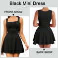 thumbnail image 3 of Robe Mini Noire à Encolure Carrée, Robe de Soirée Sans Manches Froncée pour Femmes, Robe Cocktail à Ourlet Volanté pour Femmes, 3 of 7