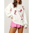 thumbnail image 3 of xiaxaixu Chandail en Molleton Ample pour Femmes Saint-Valentin Bottes en Fer à Cheval Imprimé Col Rond Manches Longues Pulls Automne Hiver Hauts Décontractés Chemises, 3 of 7
