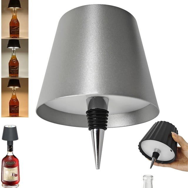 HomeNest Wireless Wine Bottle Lamp Head Portable LED Wireless Wine Bottle Lamp With 3 Modes Dimming Rechargeable Control Wine Bottle Suitable For Any Wine Bottle ( Lamp Shade)