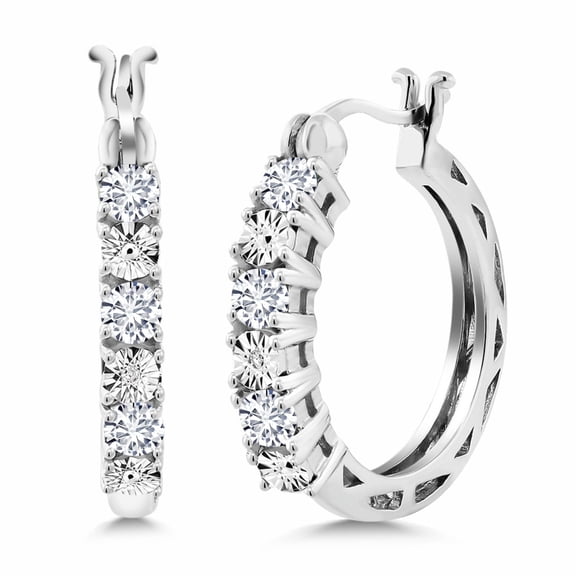 Gem Stone King 0.61 Ct Round E-F Lab Grown Diamond 925 Sterling Silver Earrings