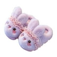thumbnail image 2 of SGFCWSX Kids Bunny Plush Slippers Warm Indoor Footwear for Girls Boys Ruffled Cute Home Shoes Purple Size 3.5-4 Years, 2 of 5