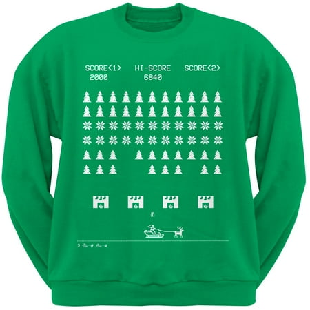 classic arcade game ugly christmas sweater green adult crew neck sweatshirt - Classic Christmas Sweaters classic arcade game ugly christmas sweater green adult crew neck sweatshirt - Classic Christmas Sweaters