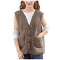 thumbnail image 7 of Wxirdiow Little Boys Winter Coat Baby Boys Girls Sherpa Fleece Vest Button Sleeveless Plain Jackets Newborn Fuzzy Outwear Fall Winter Warm Clothes Coffee Size,9-10 Years, 7 of 7