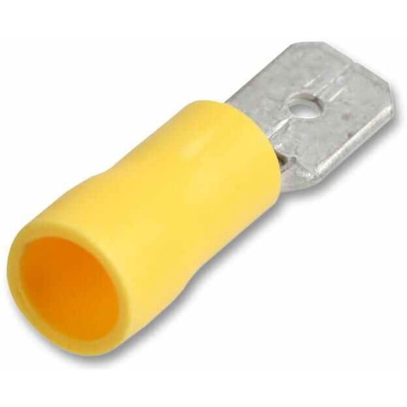 PRO POWER - Push On Blade Crimp Terminal Yellow 48A, 100 Pack