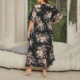 thumbnail image 4 of Moxiu Floral Maxi Dresses for Women 2025 Summer Casual Plus Size V Neck Flowy Long Dress Baggy Comfy Beach Vacation Sundress Black,XXXXL, 4 of 4
