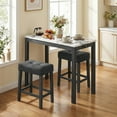thumbnail image 2 of Gymax 3 PCS Bar Table Set w/ Charging Station Modern Counter Height Breakfast Table White, 2 of 9