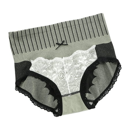 

BIZIZA Women Control Briefs Shapewear Lingerie High Waisted Panties Seamless Lace Sexy Green XL