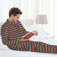 thumbnail image 6 of Fuzoiu Mexican Leopard Serape Blanket Stripes Print Men's Long-Sleeved Pajama,Lounge Button Down Nightwear,Mens Notch Collar Pajama Set-X-Large, 6 of 7