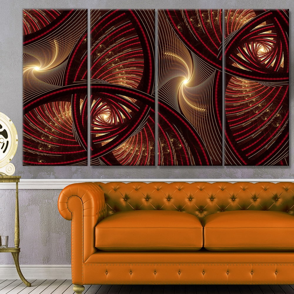 Designart 'Brown Symmetrical Fractal Pattern ' Floral Canvas Art Print