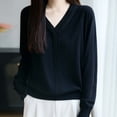 thumbnail image 5 of shoper Wool Sweater Women Pullover Lightweight 2025 Fall Winter Long Sleeve V Neck Lace Splicing Solid Color Casual Sweater Tops, 5 of 6