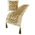 thumbnail image 4 of The HomeCentric King / Queen / Twin Gold Designer CA King 86"x18" Bed Runner WITH Pillow Cover, Foil & Hand Beaded Embroidery Bed Scarf on Jacquard fabric - Ornamento Oro, 4 of 4