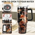 thumbnail image 6 of 40oz Stainless Steel Tumbler with Handle and Straw, Insulated Travel Mug, Fox Mandala Design Fall Theme, Gift for Women, 6 of 6