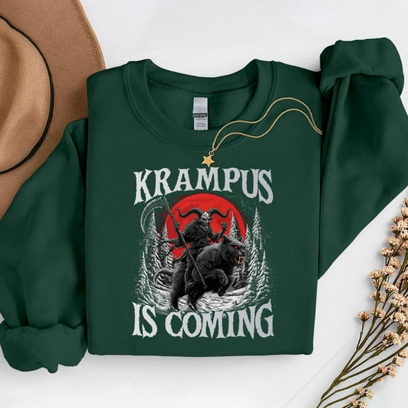 Krampus Is Coming Christmas Shirt – T-Shirt, Hoodie & Sweatshirt – Holiday Humor – Winter Festivities