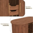 thumbnail image 6 of CBJCBJ Bar Cabinet with Tambour Door, Wood Liquor Cabinet with 16 Wine Racks and Adjustable Shelves, Brown, 6 of 12