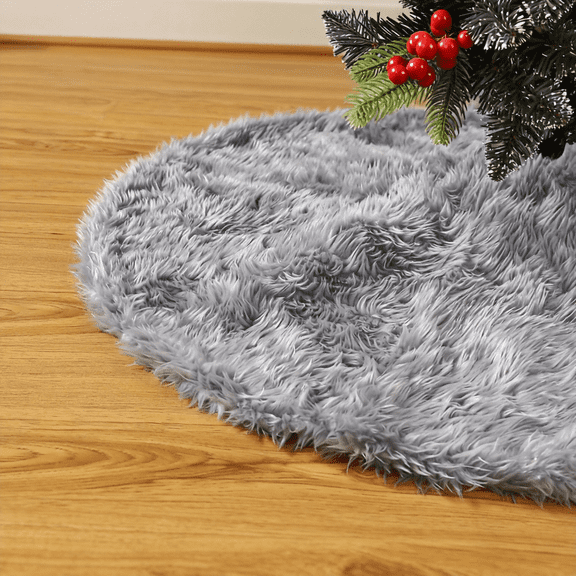 ZONSGIN Fluffy Christmas Tree Skirt - 36 Inch Round Faux Fur Tree Collar for 5-7 ft Trees, Soft Holiday Decor with Non-Slip Base