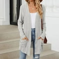 thumbnail image 2 of UJNDER 2025 Autumn Mid Long Cardigan for Women Casual Long Sleeve Knitted Sweater with Pocket Grey M, 2 of 7