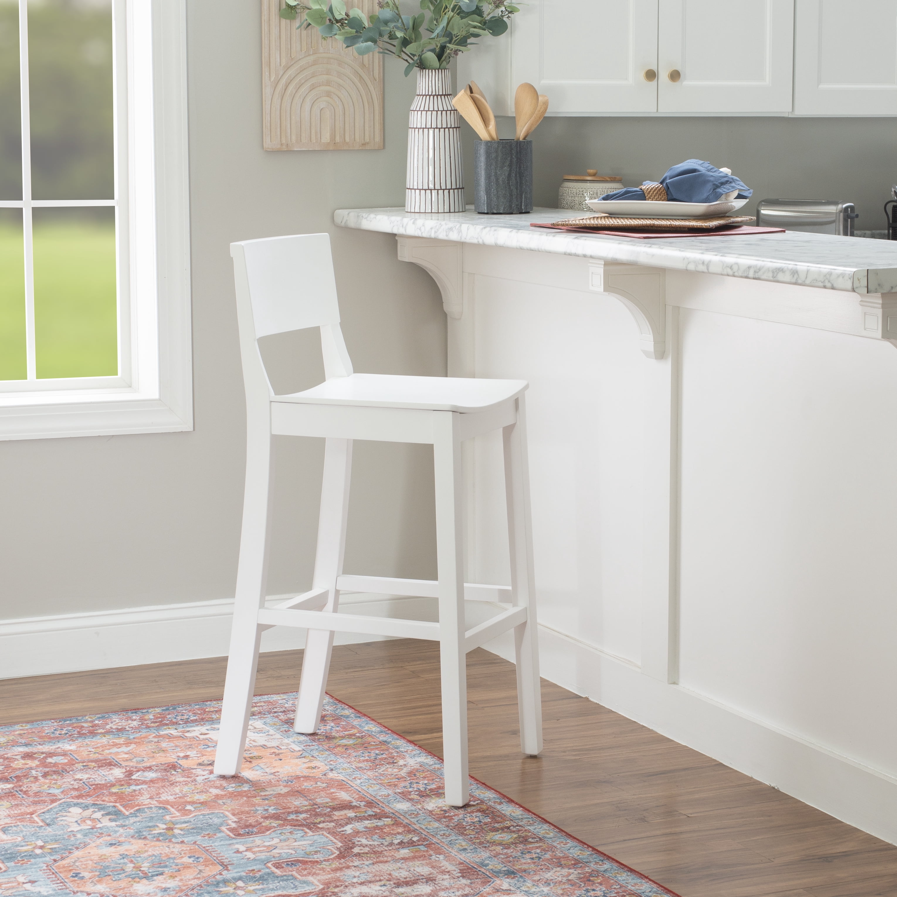 Linon Kristle 31" Indoor Folding Bar Stool, Gray wash/Beige