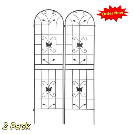 Tcbosik 2 Pack Outdoor Metal Garden Trellis for Climbing Plants 19.7 x 86.7 Decorative Trellis for Yard Patio Black