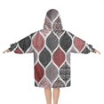 thumbnail image 2 of Red and Black Ethnic Geometric Pattern Blanket Hoodies for Kids 6-13YR Oversize Wearable Blanket Hoodies for Boys Girls Teens, 2 of 7