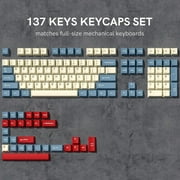 COSTOM PBT Keycaps Set, Double Shot 137 Key Caps,Cherry Profile Custom Keycap for 60 65 75 100 Percent Key Gaming Mechanical Keyboard,Blue&Red
