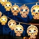 thumbnail image 1 of Cadena de luces de calavera de Halloween, decoración de horror luminosa, colgante de artesanía, 1 of 9