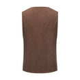 thumbnail image 4 of RYDCOT Men's Vintage Western Corduroy Suit Vest Casual Slim Fit V-Neck Single-Breasted Dress Waistcoat Coffee, 4 of 9