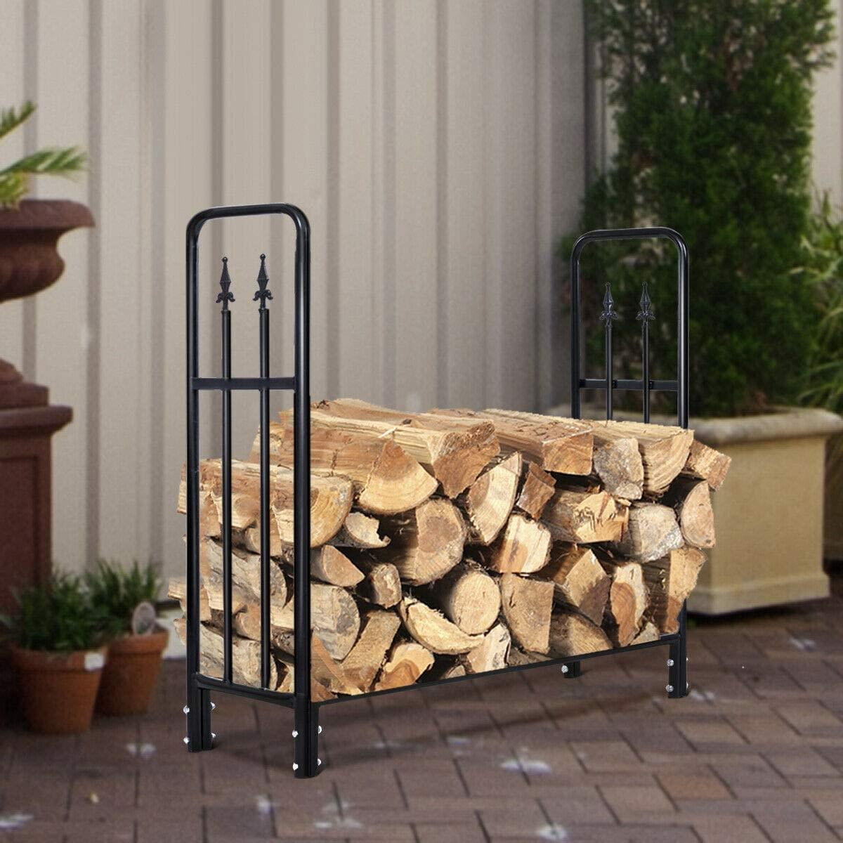 SalonMore 4ft Log Rack Heavy Duty Firewood Stacker Wood Pile Rack with