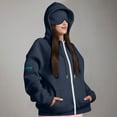 thumbnail image 6 of Oversized Sweatshirt for Women, Women's Zip Up Hoodies Sweatshirts Clothes Teen Girl Fall Casual Drawstring Jackets With Pockets Overcoat, Navy M, 6 of 9