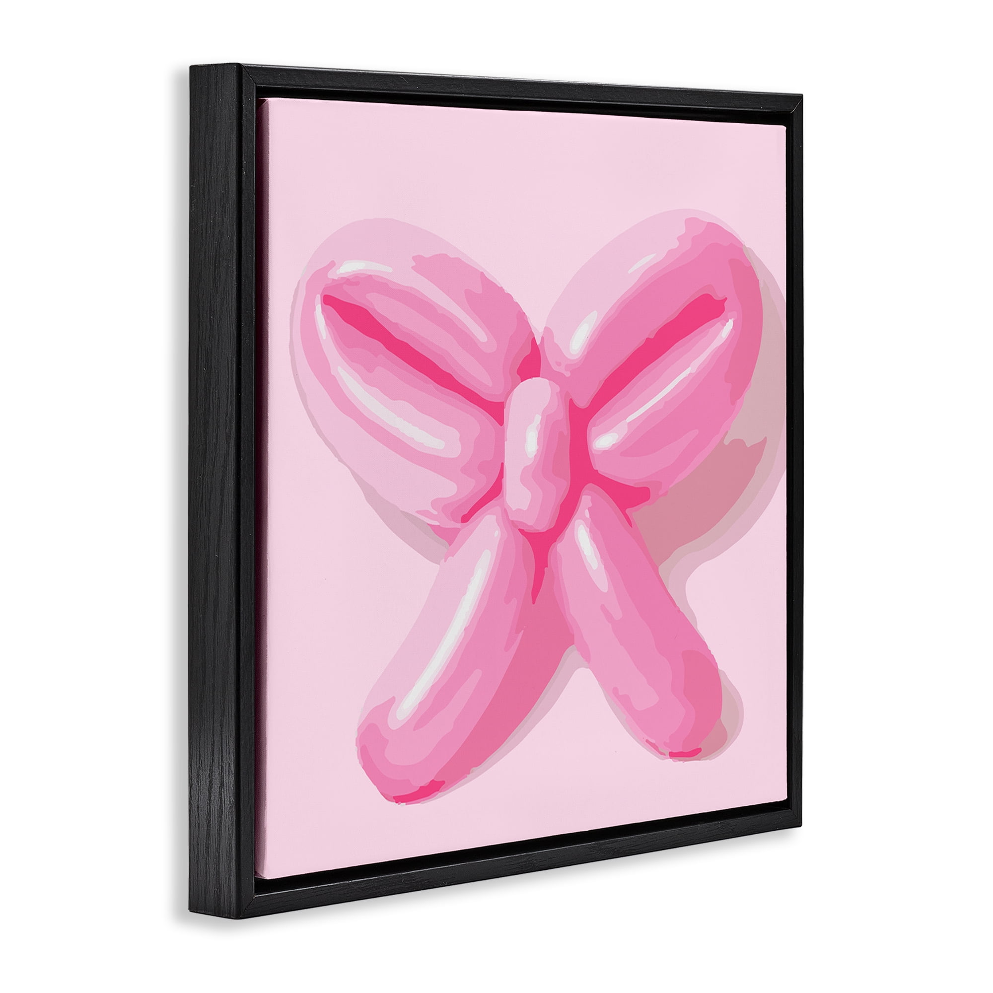 Stupell Industries Pink Balloon Bow Abstract Painting Black Floater Framed Canvas Art Print Wall Art, 18 x 18
