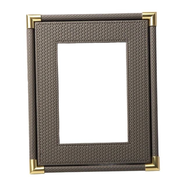 Marco de fotos de cuero sintético con adorno para tarjetas, soporte para fotos 18cmx3cmx22cm