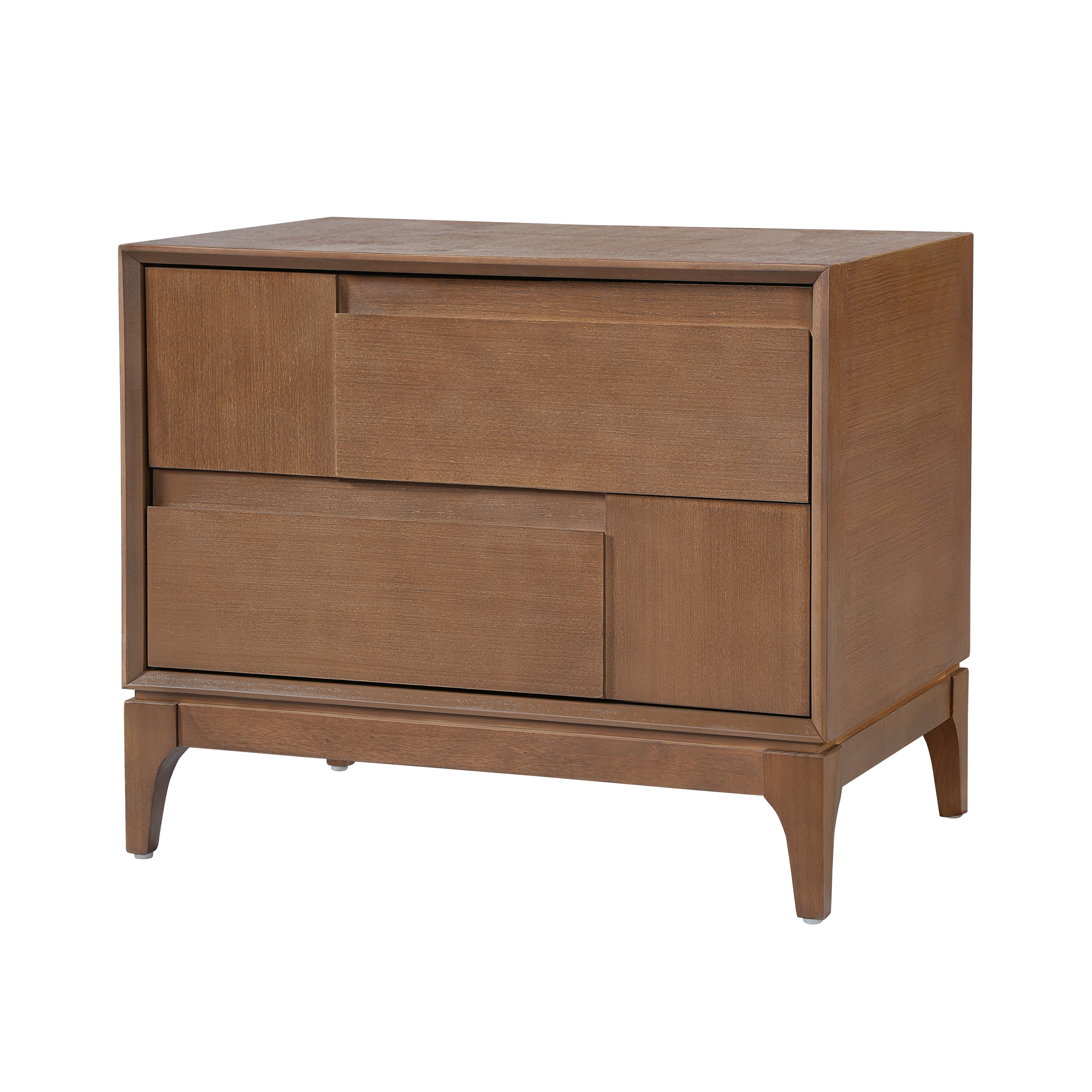 Euroco Mid-Century Modern Nightstand with 2 Storage Drawers, 24" Wide End Table with Tapered Legs,Wood Bedside Table for Bedroom,Living Room,Brown