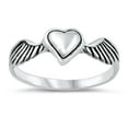 thumbnail image 1 of Beautiful Promise Heart Wing Ring .925 Sterling Silver Band Jewelry Female Male Unisex Size 6, 1 of 4
