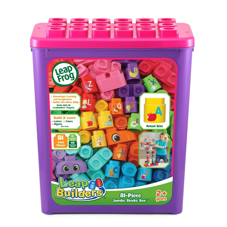 LeapBuilders 81-Piece Jumbo Blocks Box (Pink) - Walmart.com