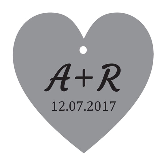 100 PCS Custom Initial Heart Shape Paper Tags Personalized Wedding Favor Gift Hang Tags