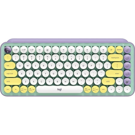 Logitech - POP Keys Wireless Mechanical Tactile Switch Keyboard for Windows/Mac with Customizable Emoji Keys - Daydream Mint (Purple)