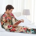 thumbnail image 6 of Fotbe Butterflies And Flowers Painting Pattern Long Sleeve Pajama Set for Men,Sleepwear Set,2-piece Loungewear Set,Soft PJs Comfy Nightwear with Pockets-Medium, 6 of 7