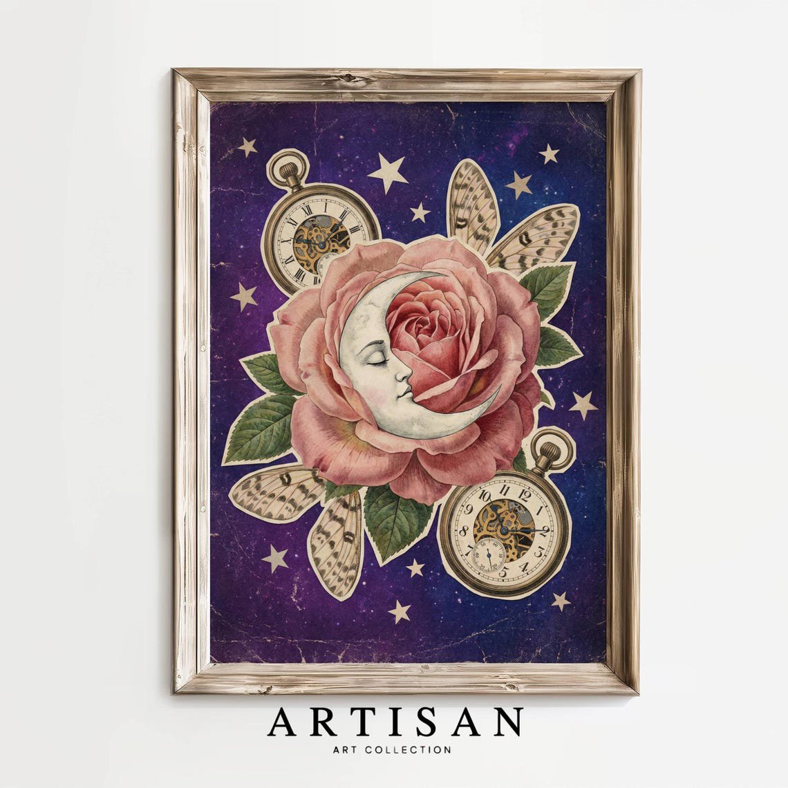 Celestial Grunge Wall Art Print Sun Moon Witchy Decor