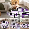 thumbnail image 5 of Round Rugs 4Ft, Purple Black Geometric Round Area Rug Washable Indoor Throw Carpet, Minimalist Stripes Abstract Art Soft Non Slip Circle Rug for Kitchen Nursery Room Home Decor Aesthetic, 5 of 8
